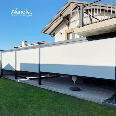 AlunoTec Personalizzazione di base copertura esterna della finestra Giardino impermeabile motorizzato verticale Pergola Tende avvolgibili per esterni con zip tende tapparelle