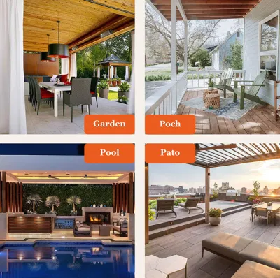  Impermeabili tende per esterni per patio - Pannelli per finestre protezione privacy, isolamento termico Tenda per interni per Porch Pergola