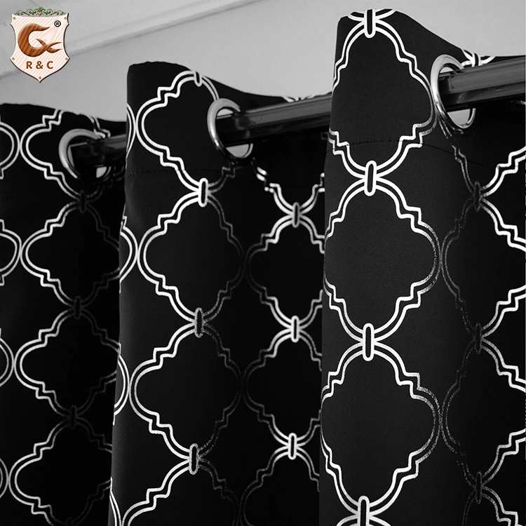 Custom High Quality Elegant Silver Blackout Drapery Fabric Window Panel Curtains for Kids Children Bedroom/The Living Room