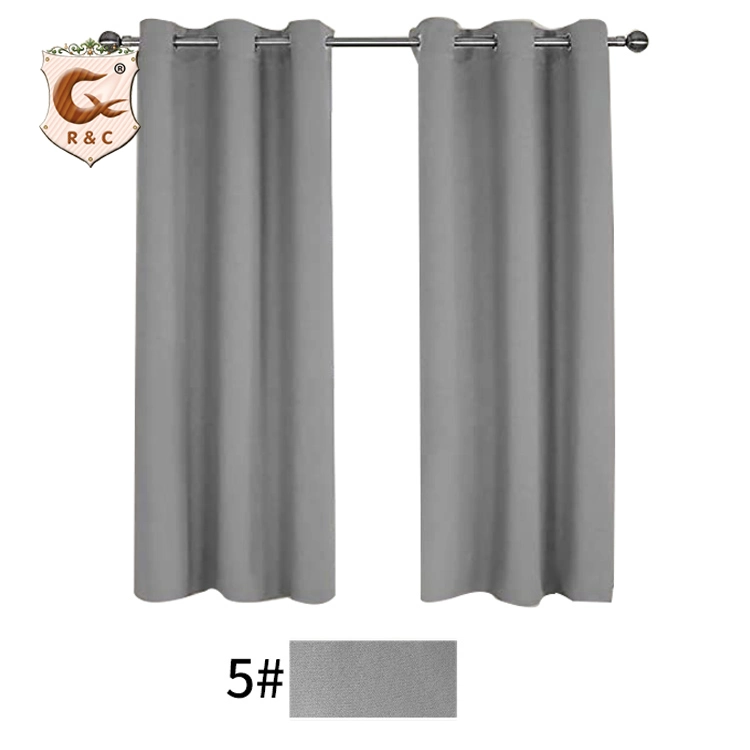 Wholesale Factory Supply Cheap Ready Made Bedroom Window 100% Polyester Fabric Ring Gray Blackout Curtain for Hotel Living Room