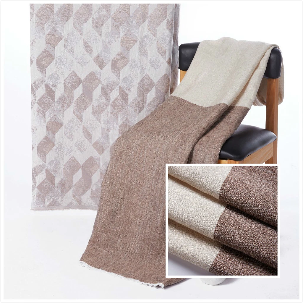 Soft Touching Well Drape Curtain Gradual Colors Linen Like Curtain