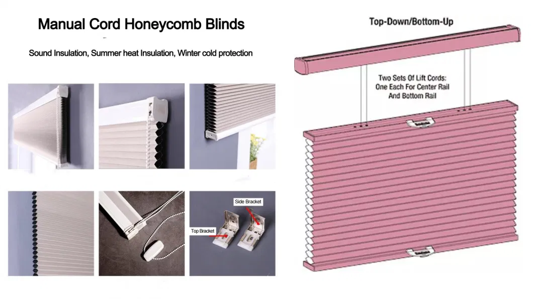 Manual Thermal Insulation Noise Reduction Double Layer Honeycomb Blinds House Curtains
