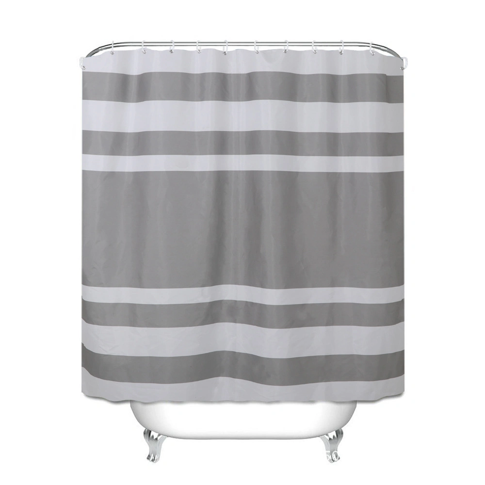 Simple Striped Polyester Waterproof European-Style Printing Bathroom Partition Customized Shower Curtain