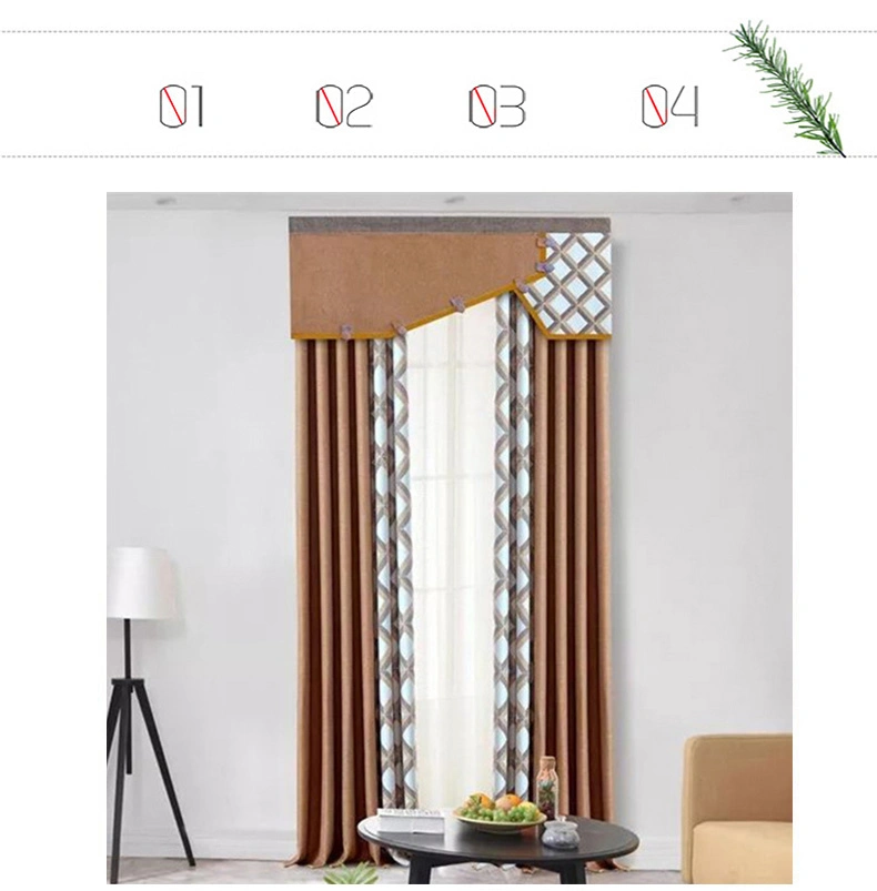 Manufacture Cheap Promotional Brown Hotel Linen Floral Printed Curtain