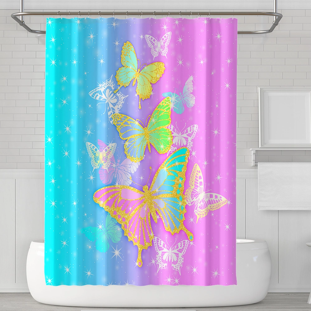 Hot Sale Waterproof Fabric Shower Curtain Polyester Bath Room Custom 3D Curtain