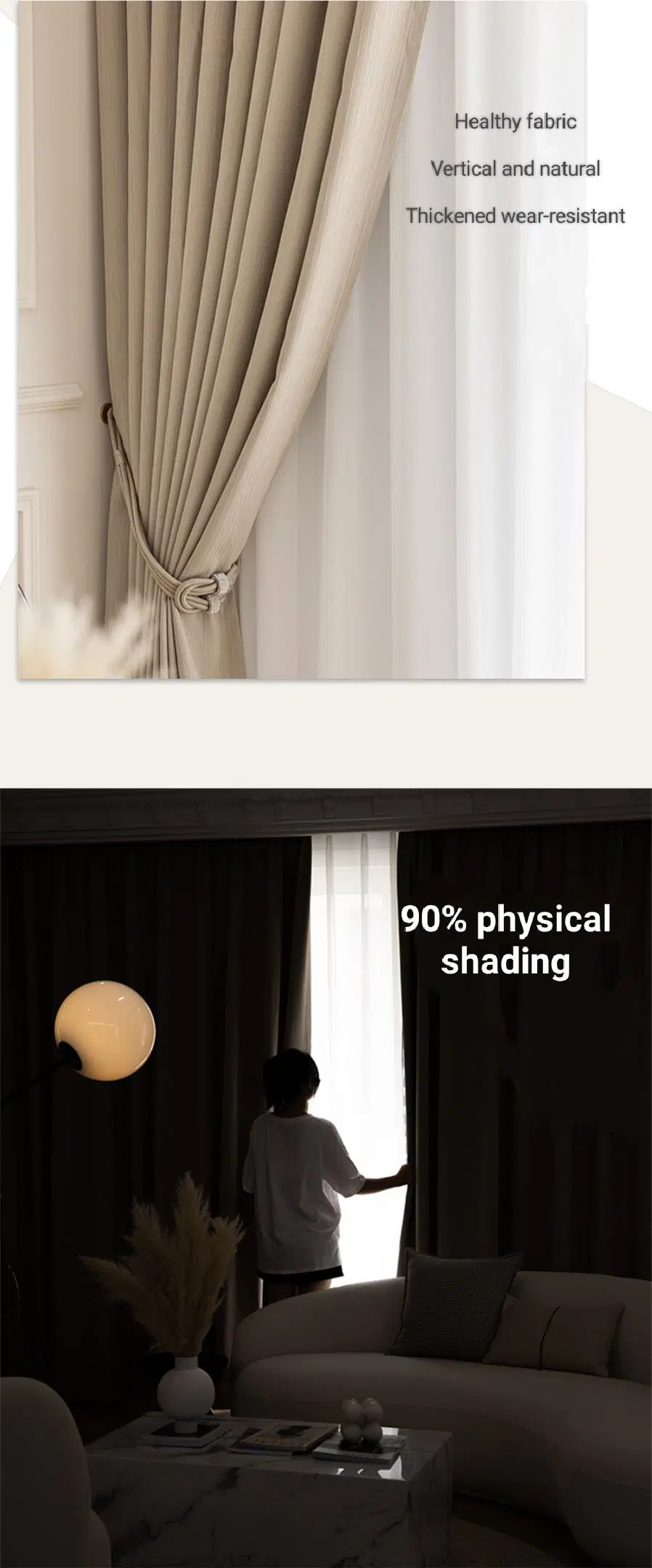 New High-Grade Twill Light Luxury Living Room Curtain Cloth Sound Insulation, Sunshade and Shading Bedroom 100% Polyester Curtain Fabric