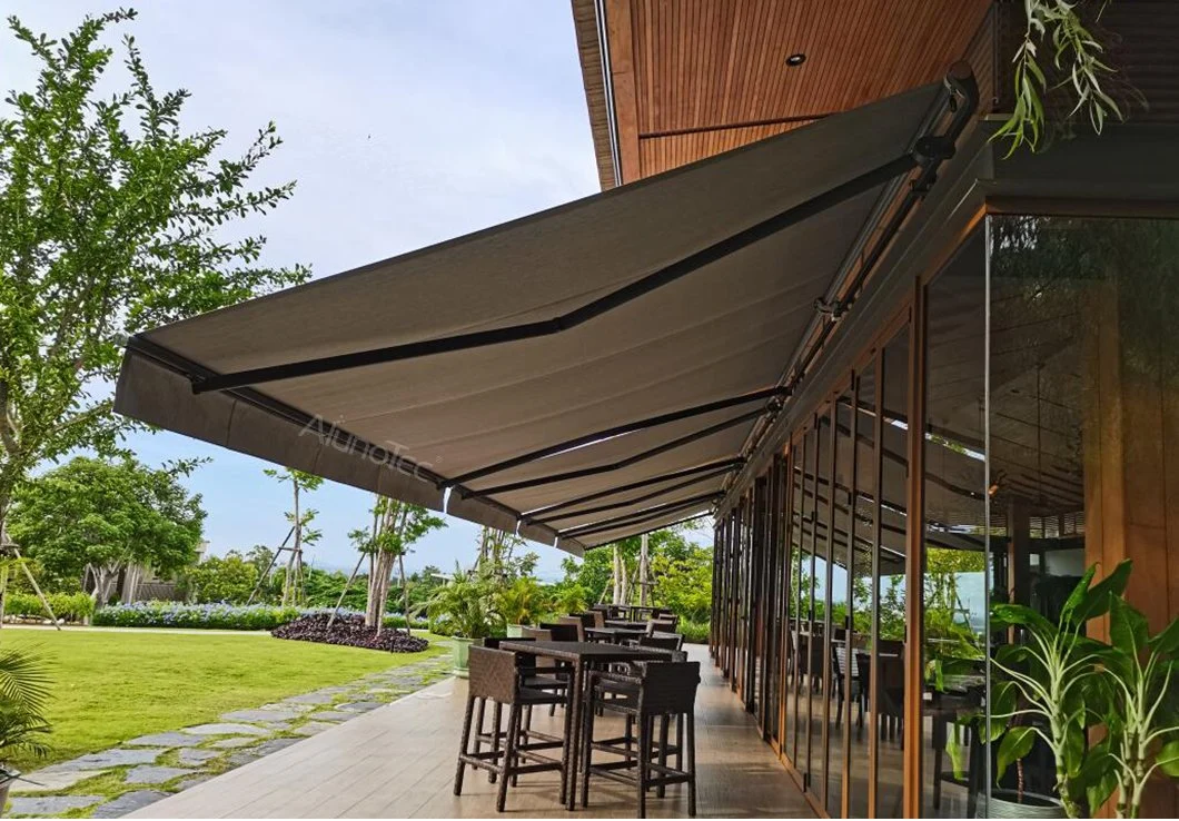 Alunotec Aluminum Polyester Sun Shade Cover Canvas House Terrace Cassette Awning For Deck