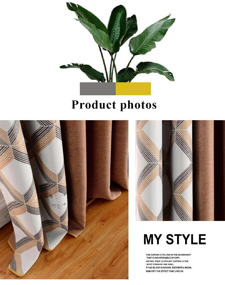 Manufacture Cheap Promotional Brown Hotel Linen Floral Printed Curtain