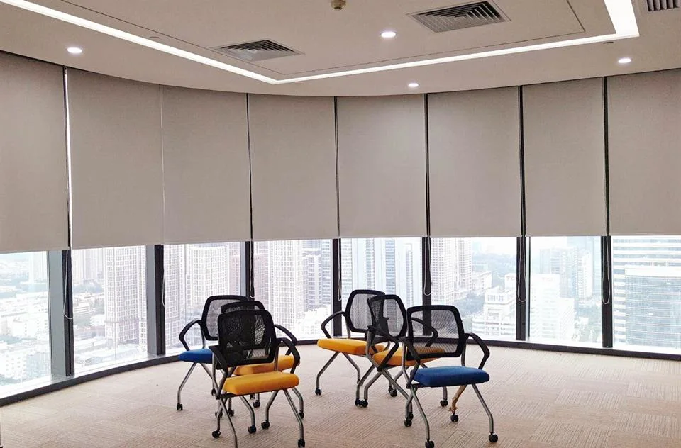 Office Commercial Public Place Waterproof and Heat Insulation Full Blackout Curtain Manual Operation Roller Blinds