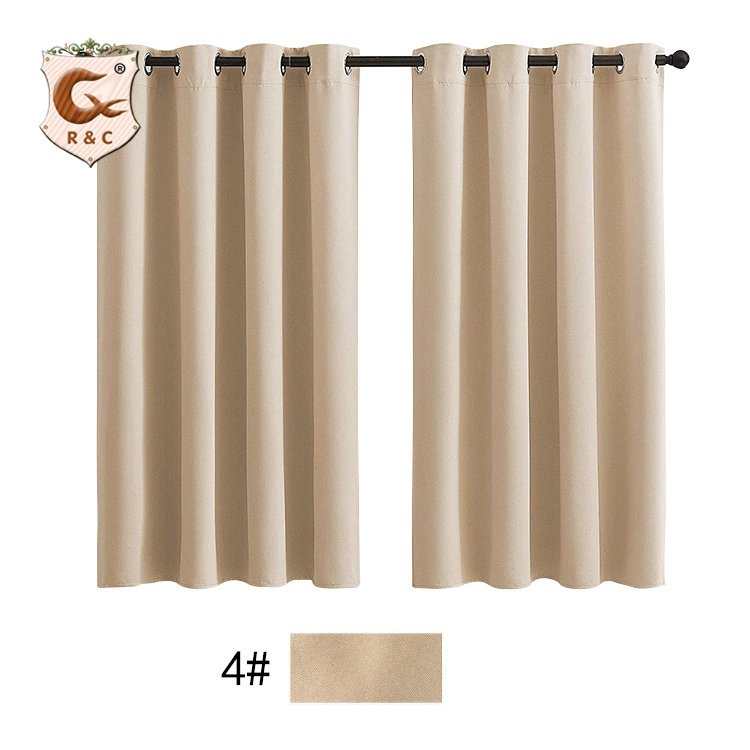 Wholesale Factory Supply Cheap Ready Made Bedroom Window 100% Polyester Fabric Ring Gray Blackout Curtain for Hotel Living Room
