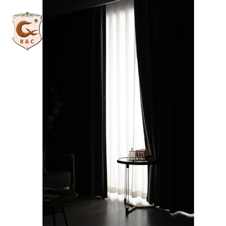 Home Made Blackout Fabric Luxury Living Room Curtain Ready Made Curtain Double Layer Curtain