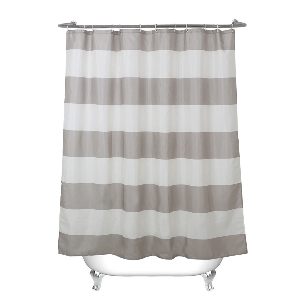 Simple Striped Polyester Waterproof European-Style Printing Bathroom Partition Customized Shower Curtain