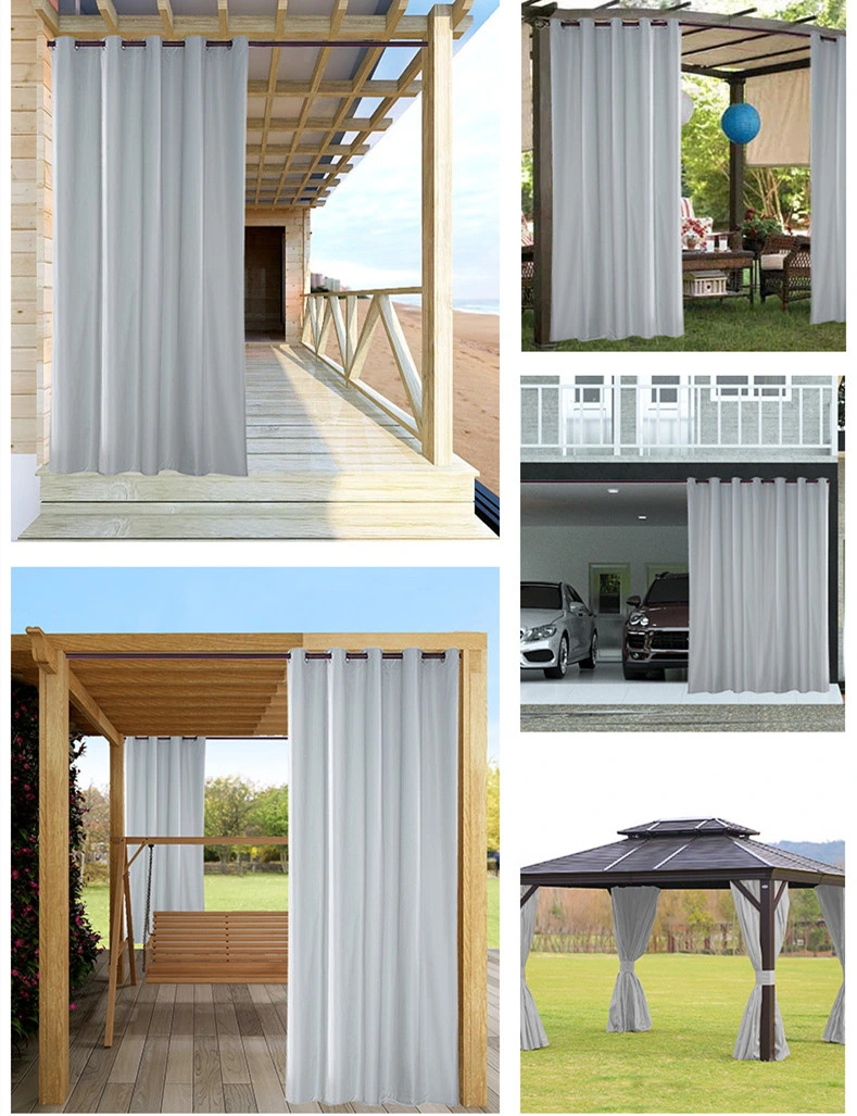 100 % Polyester New Design Panels Tab Top Outdoor Curtains for Patio Waterproof Blackout Outdoor Curtains Plain Color