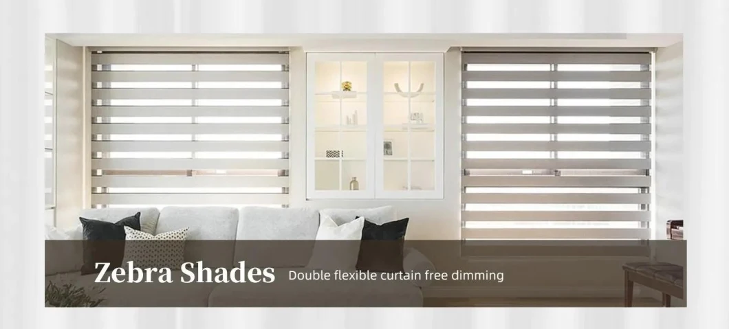 Black Color Day and Night Zebra Roller Blinds Dual Layer Shades