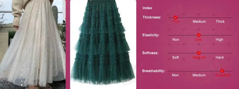Polyester Warp Knitted Reinforced Transparent Mesh Fabric for Wedding Dresses
