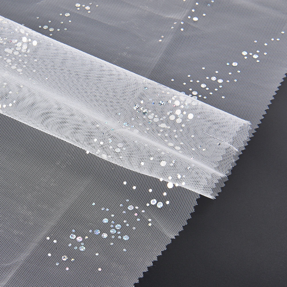 Polyester Warp Knitted Reinforced Transparent Mesh Fabric for Wedding Dresses