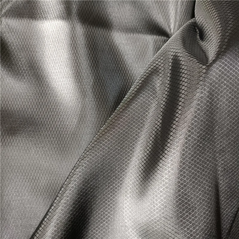 Polyester Jacquard Diamond Lattice Poly Taffeta Lining Fabric for Bags Tent Cloth