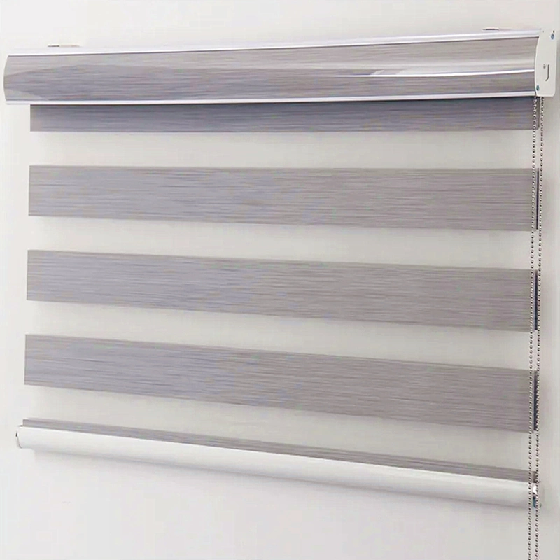Luxury Cordless Double Layer Fabric Window Blinds Blackout Zebra Roller Blinds with 100% Polyester Fabric