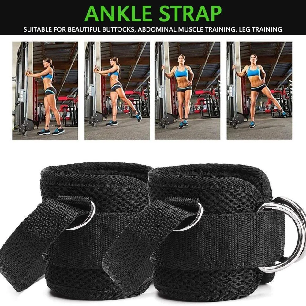 Fitness Thigh Glute Exercises Padded Ankle Cuffs Accessories Adjustable Ring Ankle Straps with Foot Strap Cable Machine Bl21234
