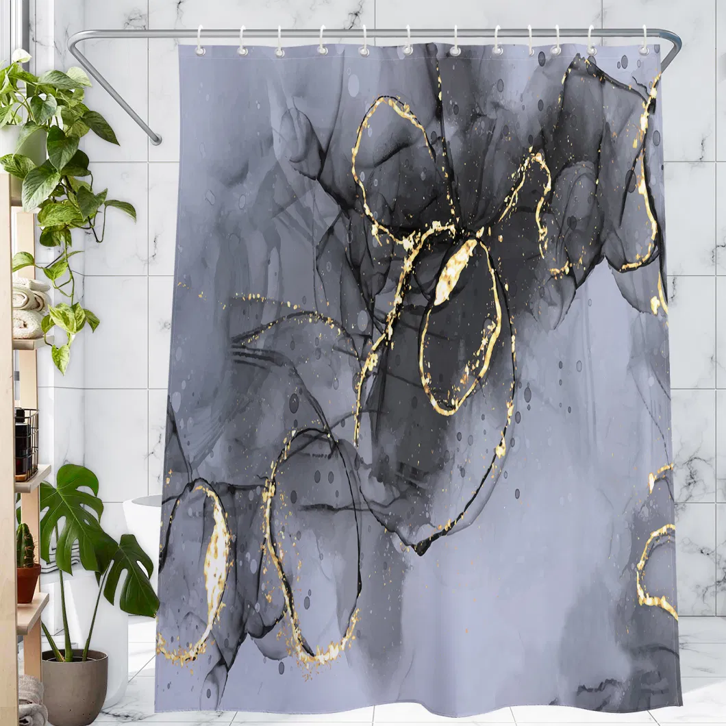 Luxury Marble 100% Polyester Water Proof Shower Curtain Bathroom Shower Curtain