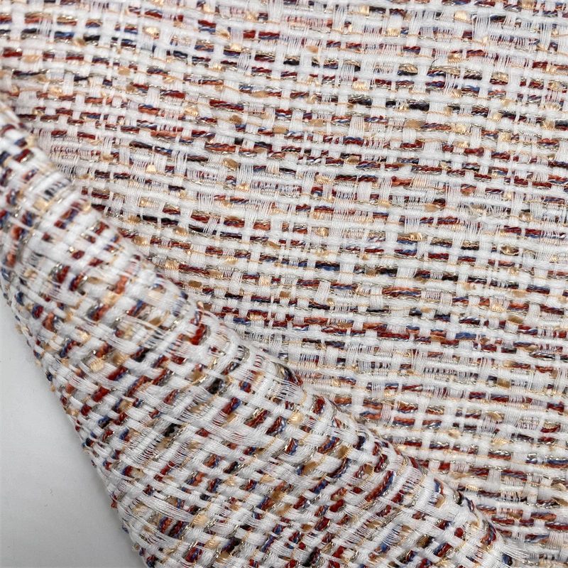 Polyester Cotton Acrylic Woven Fancy Jacquard Channel Tweed Suiting Fabric for Garment