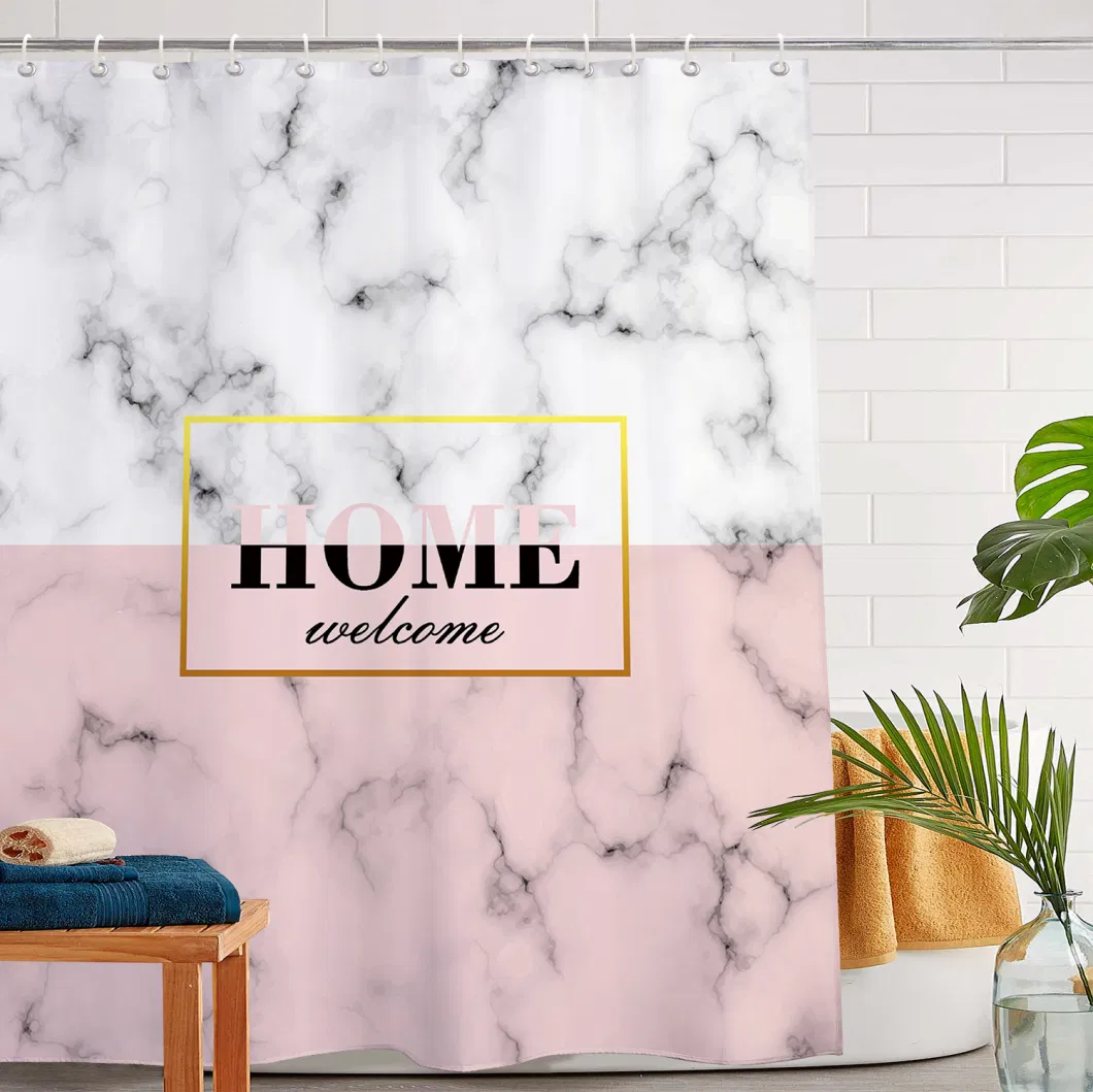 Luxury Marble 100% Polyester Water Proof Shower Curtain Bathroom Shower Curtain