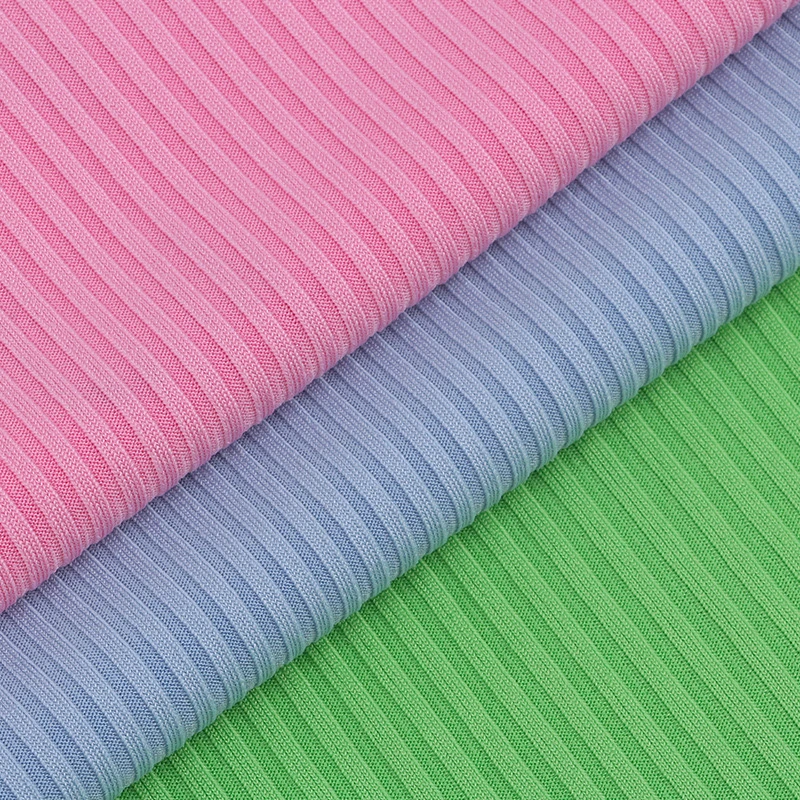 Plain Dyed Striped Polyester Spandex 2 * Rib Fabric Rib020