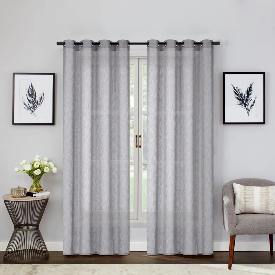 Grommet Cheap Sheer Polyester Window Curtain Fabric for The Living Room Ready Made Curtain Fabric