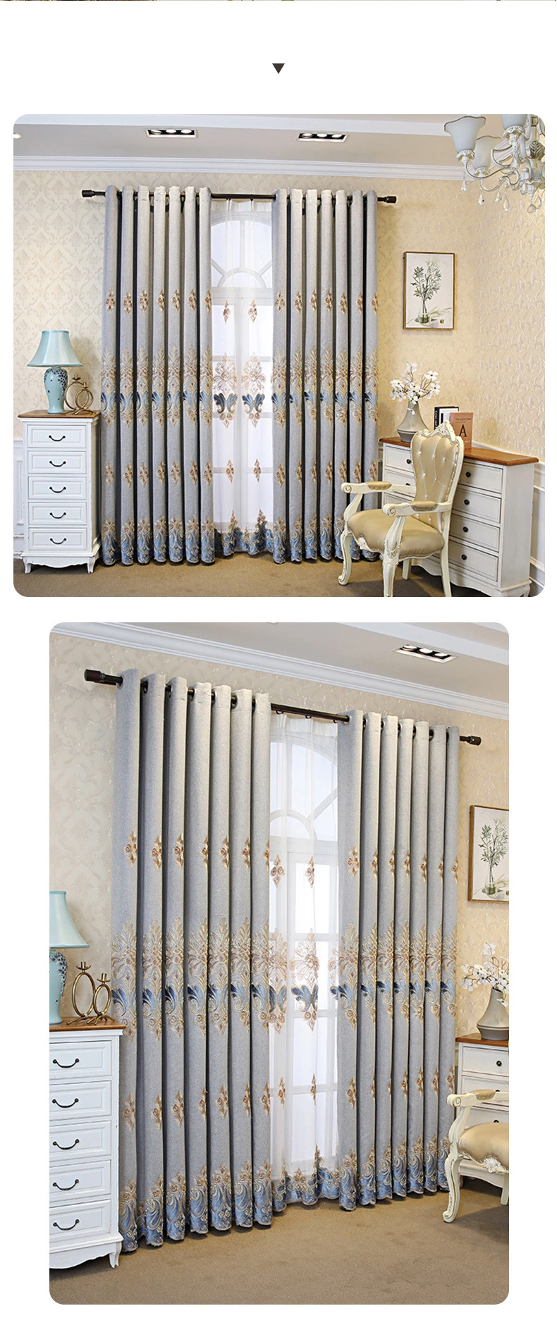 Luxury and High-End European Embroidered Curtains Sun Protection and Sunshade Embroidered Curtains in Living Room