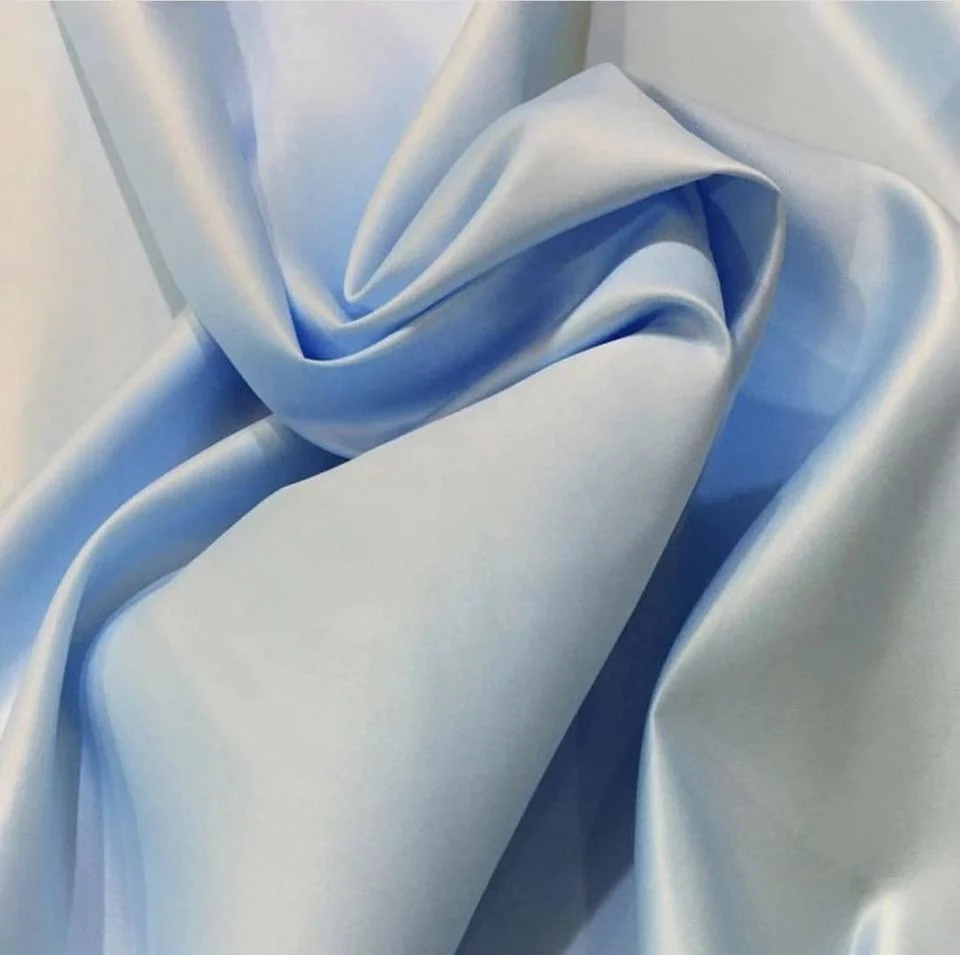 Latest Design 100% Pongee Polyester Solid Pleated Shiny Satin Shiny Satin Fabric for Dress