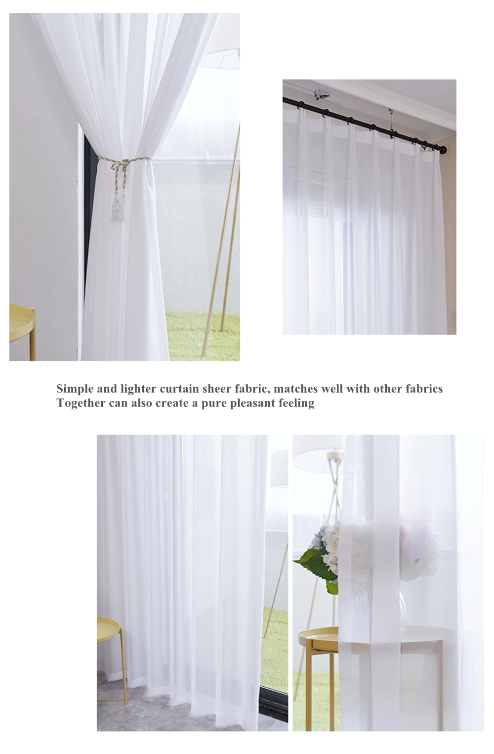 2021 Hot Sale Window Polyester Chiffon Curtain Sheer for Living Room Transparent Upholstery Curtain Fabric Wholesale Factory