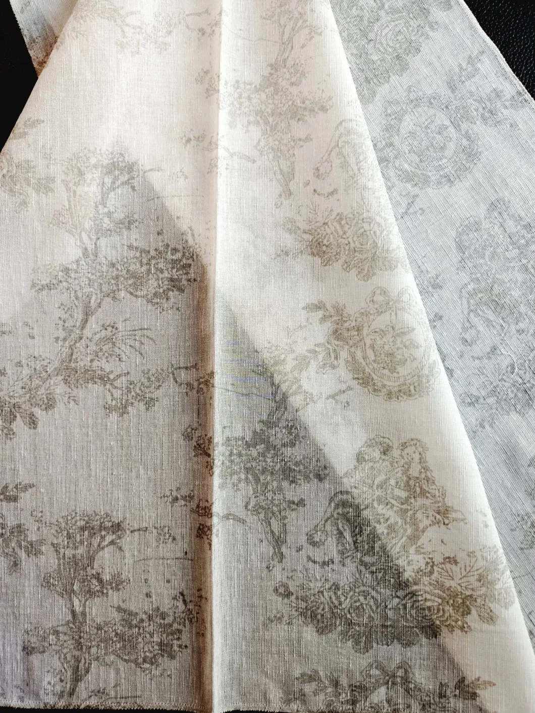 Wholesale Price100% Polyester Linen Looks Sheer Cortina Printed Windows Curtain Fabric