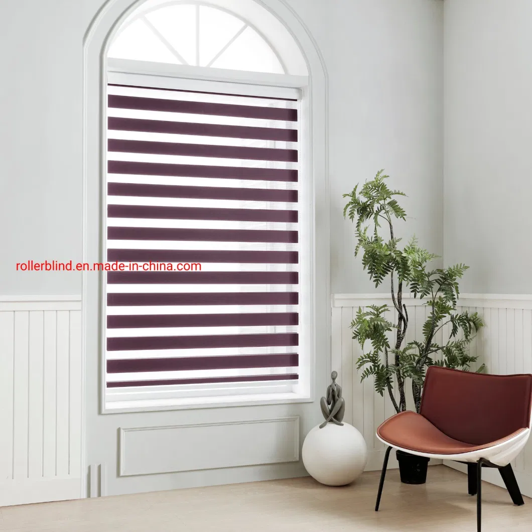 Factory Motorized Double Layers Luxury Roller Blinds 100% Polyester Day &amp; Night Zebra Blind