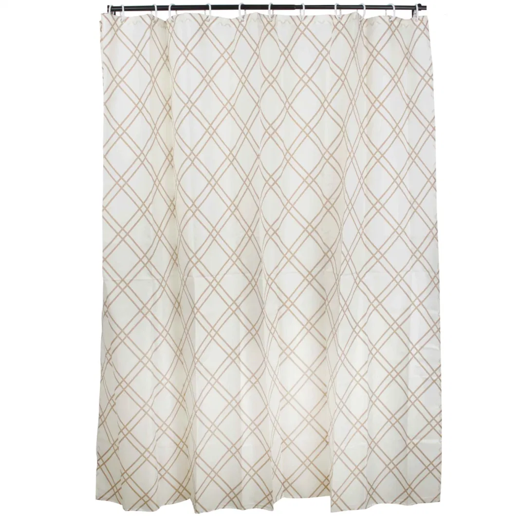 Modern Simple Lattice Style 100% Polyester Bathroom Shower Curtain for Home Decor