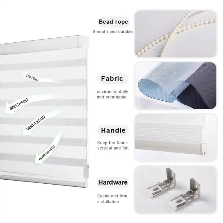 Easy Install Zebra Roller Blind Semi-Blackout Motorized Zebra Blinds