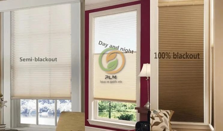 Factory Wholesale Adjustable up and Down Decorated Blackout Shades Polyester Fabric Cordless Pull Pleated Blinds