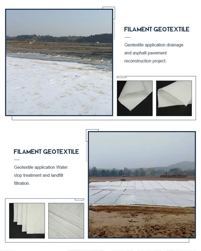 Earthwork Products Polyester Filament Spunbonded Nonwoven Non Woven Geotextile Filter Fabric Price