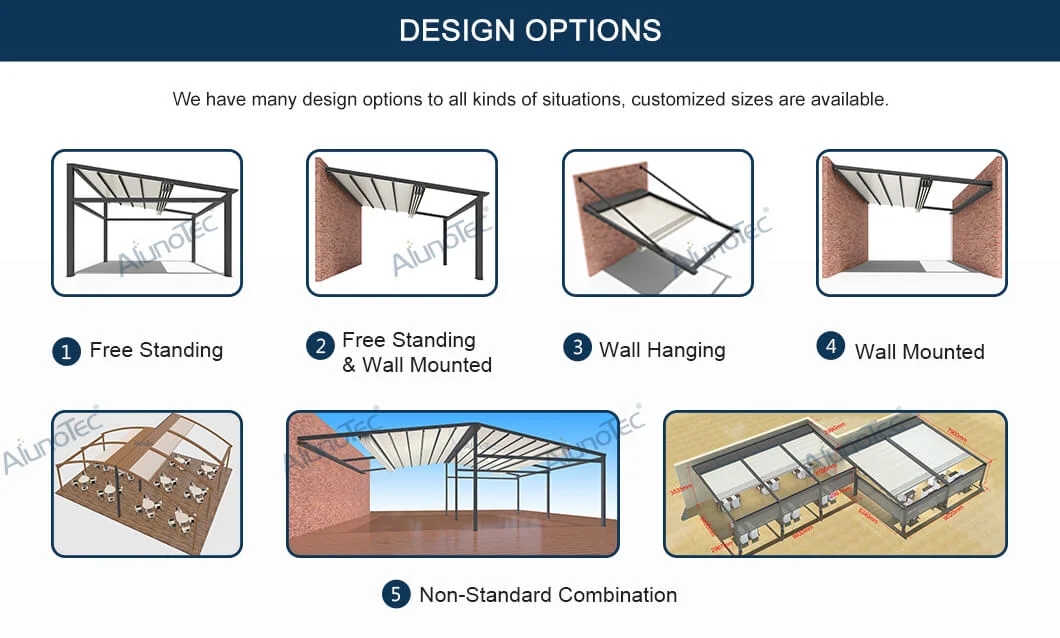 Waterproof Customized Polyester Fabric Balcony Pergola Awning Electric Canopy Motorized Aluminum Retractable Roof