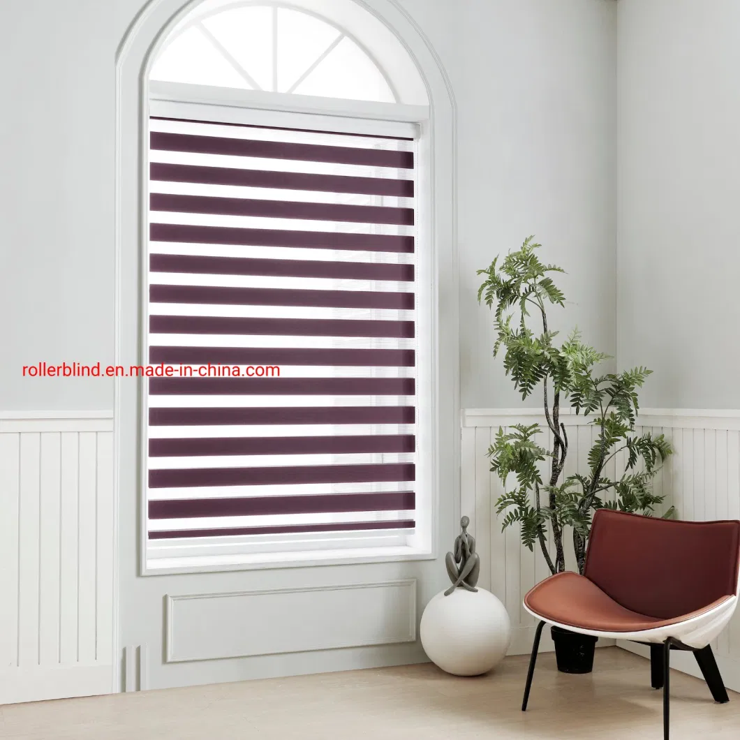 Motorized Double Layers Luxury Roller Blinds 100% Polyester Day &amp; Night Zebra Blind