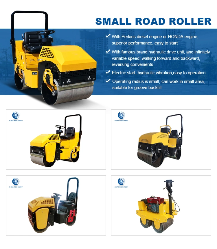 Construction Equipment Small Size Ride on Diesel Double Drum 1 Ton Fully Hydraulic Mini Asphalt Road Single Drum Vibratory Heavy Roller