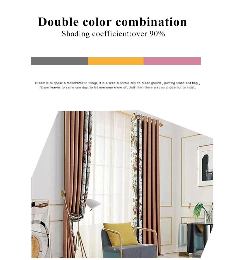 China Factory Supply Cheap Price Brown Fashion Style Printed Blackout Curtain