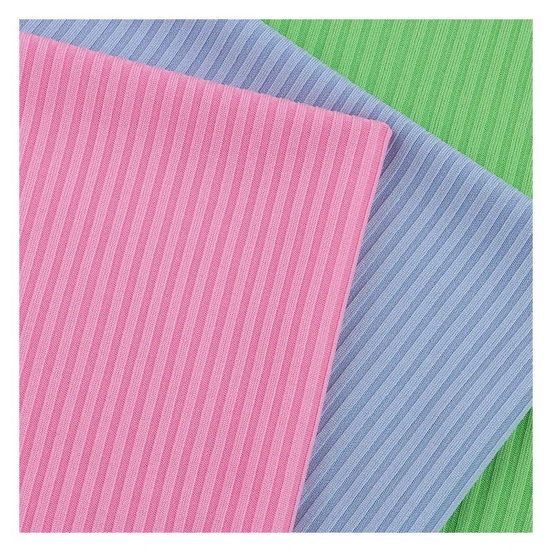 Plain Dyed Striped Polyester Spandex 2 * Rib Fabric Rib020