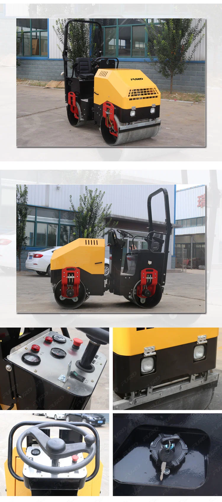 1500kg Road Roller Gasoline Engine with EPA Double Drums Compactor