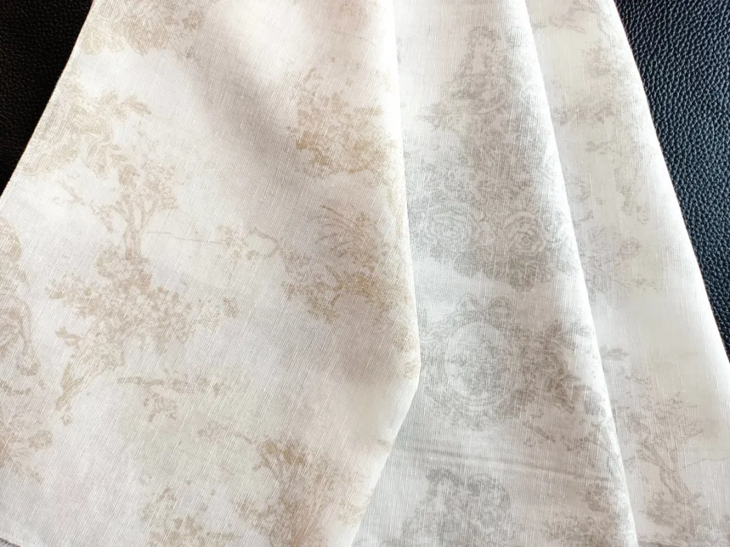 Wholesale Price100% Polyester Linen Looks Sheer Cortina Printed Windows Curtain Fabric