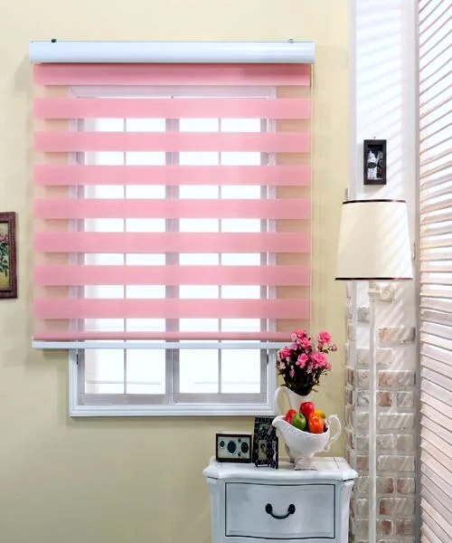 Factory Motorized Double Layers Luxury Roller Blinds 100% Polyester Day &amp; Night Zebra Blind