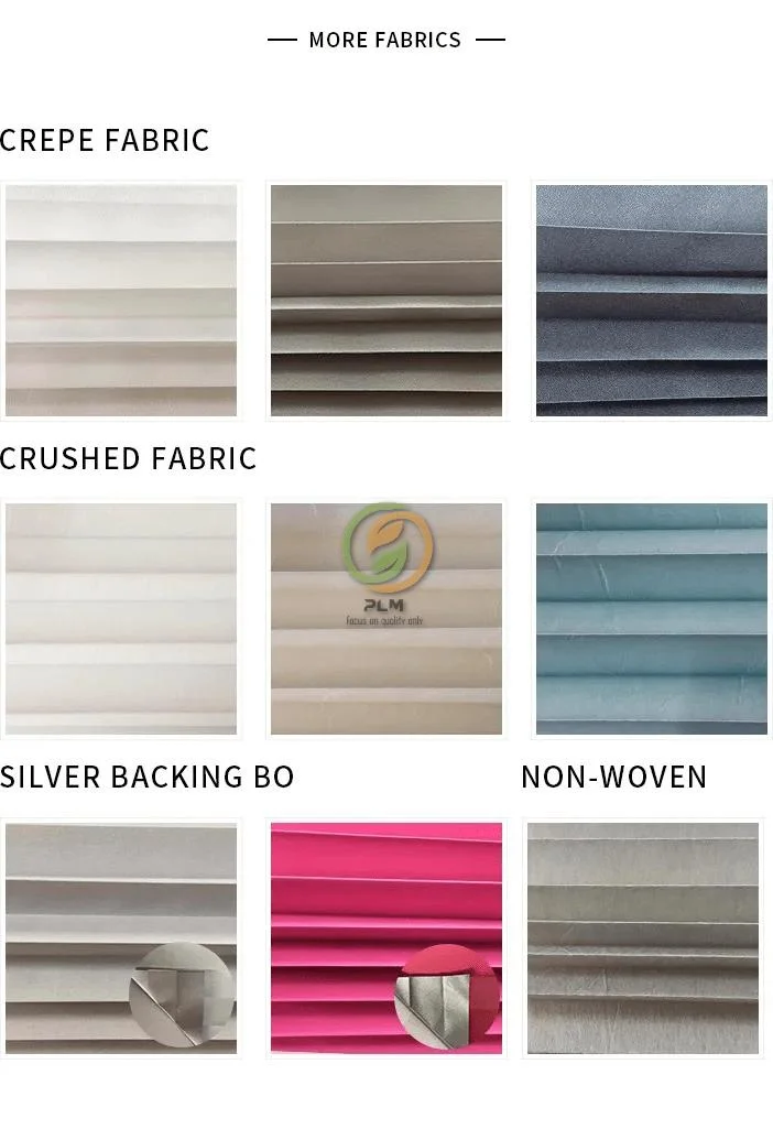 Factory Wholesale Adjustable up and Down Decorated Blackout Shades Polyester Fabric Cordless Pull Pleated Blinds