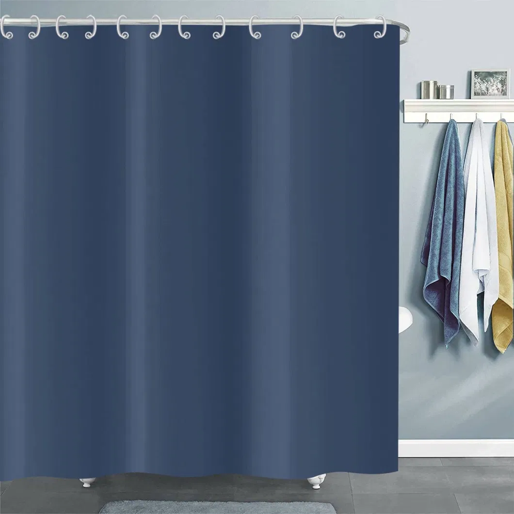 Solid Color Waterproof Polyester Fabric Bathroom Curtain