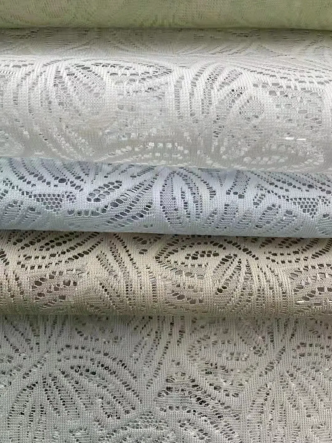 100% Polyester White Color New Pattern Sheer Fabric for Curtain