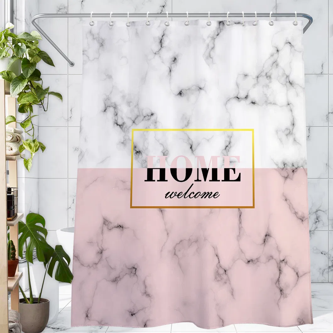 Luxury Marble 100% Polyester Water Proof Shower Curtain Bathroom Shower Curtain