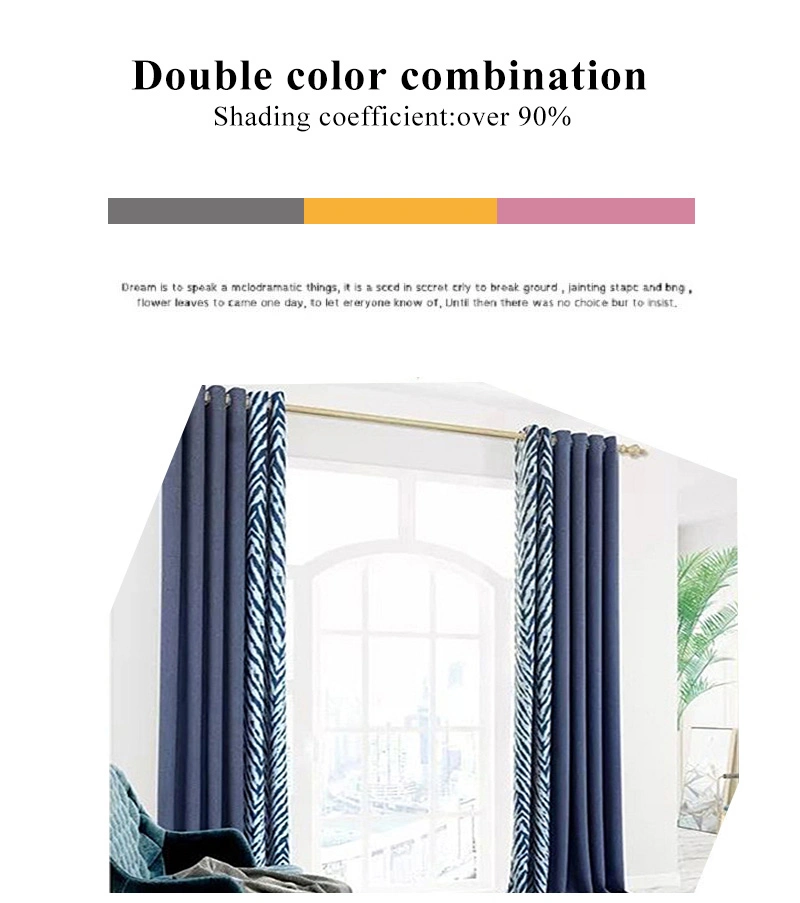 Manufacture Hot Sale Blue New Product Floral Printed Curtain Blackout